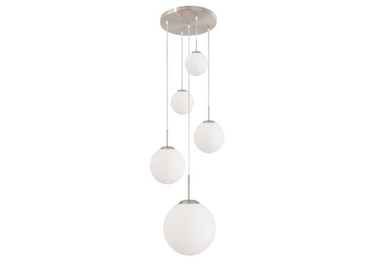 Liadomo Pendelleuchte Poliqua Rondell, aus Glas, Cluster, Esstisch - Opal/Stahl - 5 (fünf) Industrial, Skandinavisch, Vintage