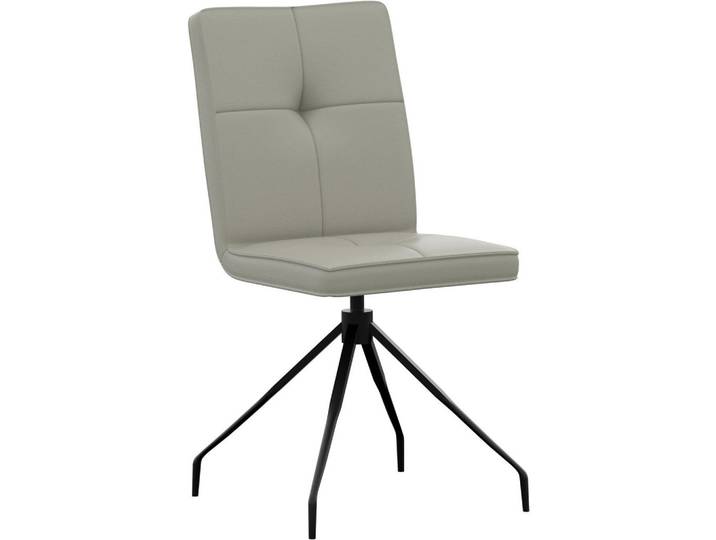 Moderano Stuhl, Hellgrau, Metall, Leder, Echtleder, Semi-Anilinleder, Rundrohr, 45x96x58 cm, Lederauswahl, Sitzfläche 180° drehbar, Esszimmer, Stuhl, Lederstuhl