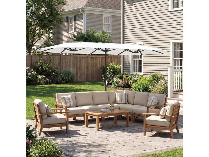 Outsunny Parasol Double 4,6x2,6m UV50+ Manuel Blanc