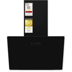 Exquisit Dunstabzugshaube, 59,8 cm, Wandhaube, Abluftbetrieb, Umluftbetrieb, LED-Beleuchtung, Schwarz, KFD60-020 schwarz