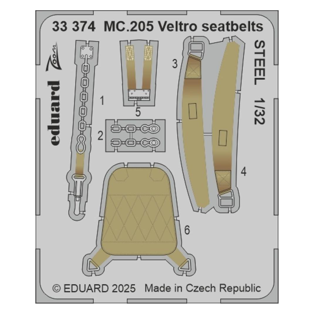 Eduard MC.205 Veltro seatbelts STEEL ITALERI (33374)