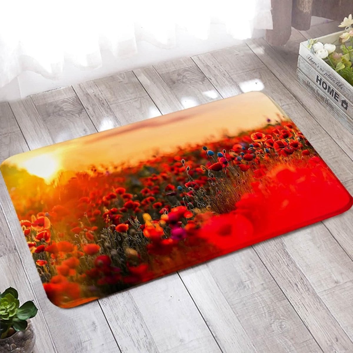 Deurmat Buiten Tapijt Entree Sieren Rood Geel 50 x 80 cm