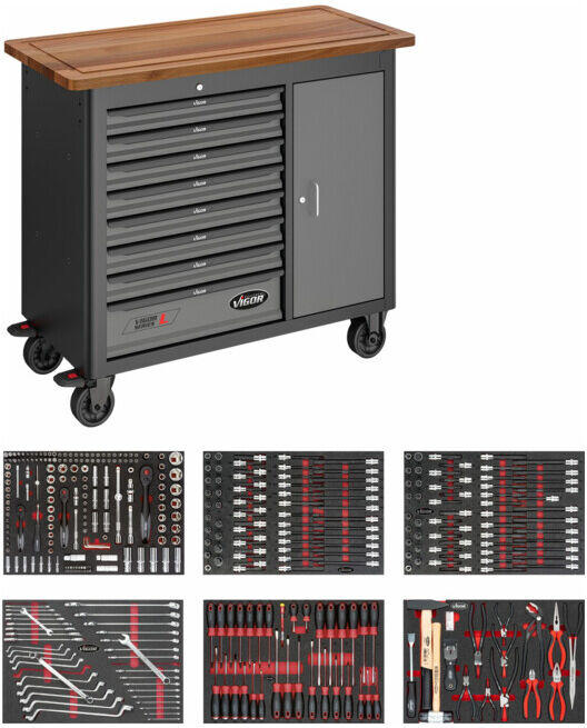 VIGOR Établi mobile séries L avec assortiment V5158 375 x 375 (V5158)