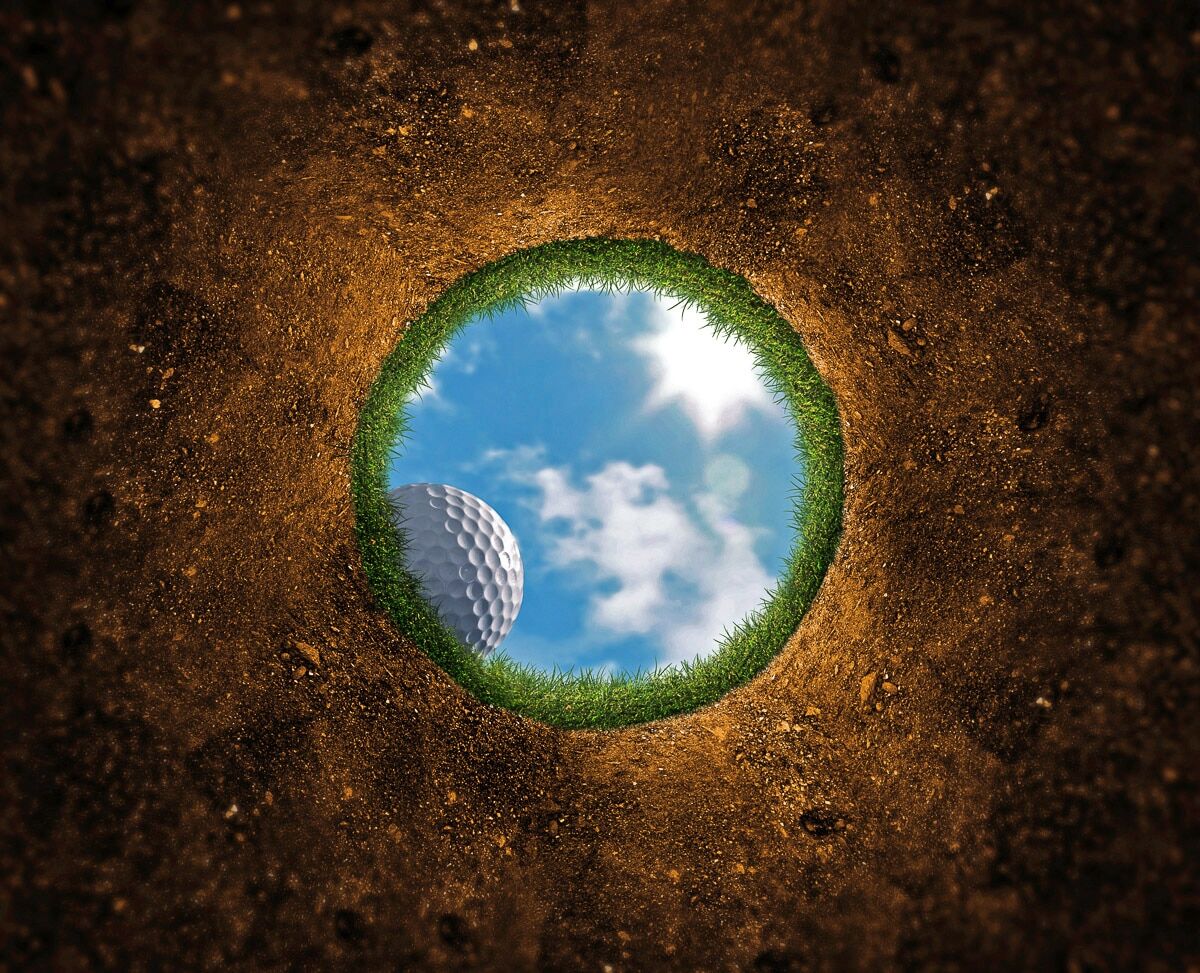 Fototapete PAPERMOON "Golfloch", bunt, B:2m L:1,49m, Vlies, Tapeten, Fototapete bunt B/L: 2m x 1,49m, Bahnen: 4 Stk.