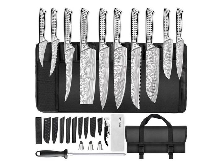 LuxusKollektion Messer-Set Küchenmesser Set 17-teilig Profi Kochmesser mit Tasche