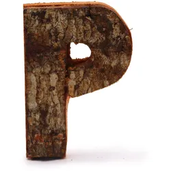 Rustic Bark Letter   - "P"  - 7cm