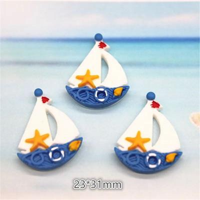 Inspire Select Mini Resin Beach Nautical Craft Set Sailboat Anchor Surfboard Seagull Flatback DIY Decorations b 10 Pcs