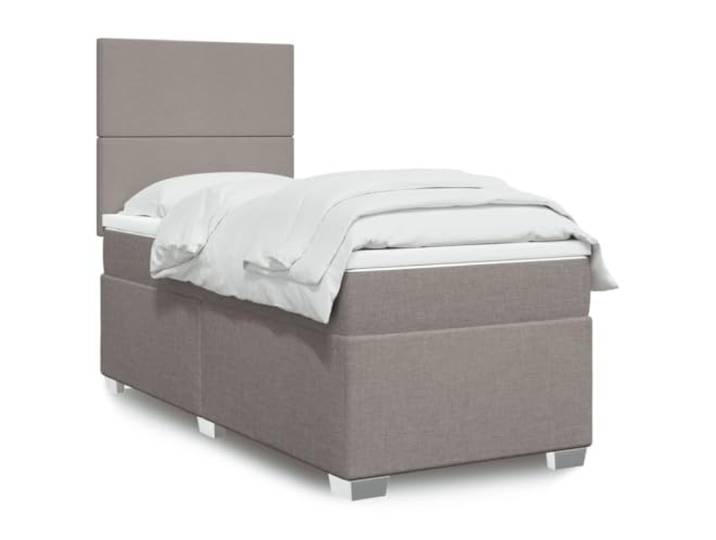 RJPLMFV Lattenrost mit Matratze, Taupe, 90 x 190 cm, Stoff Individuelle Taschenfedern, verstellbares Kopfteil, abnehmbarer Topper, atmungsaktives Polyester