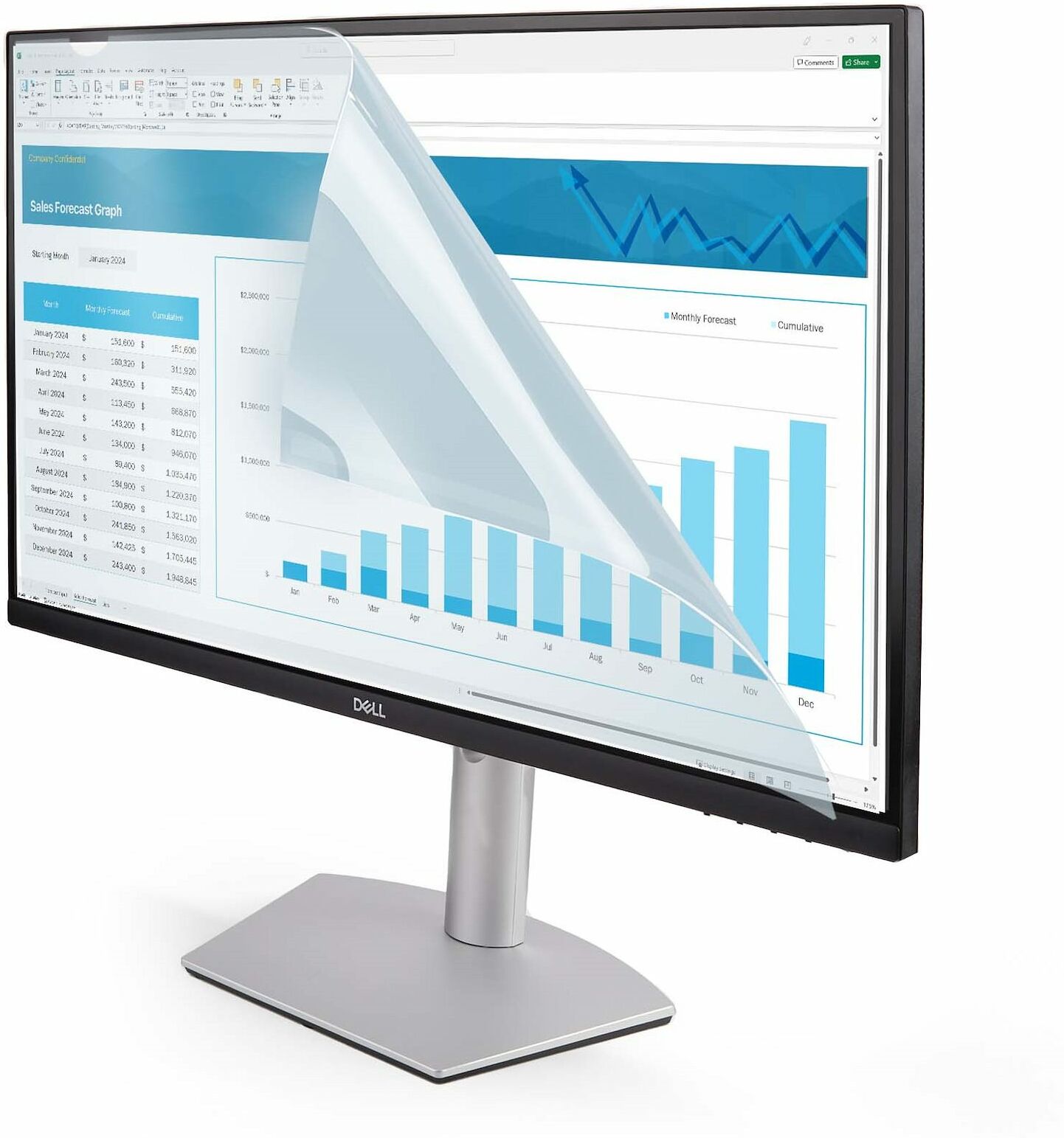 StarTech.com 24-inch 16:9 Anti-Blue Light Filter, BlueLight Screen Filter for 24in Computer Monitor, Reduces Eye Strain, Dual Mounting Options, TAA Co