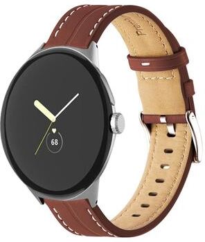 Everyday Crate Google Pixel Watch 4 3 2 1 Genuine Leather Watch Band 41mm Grooved Replacement Strap brown