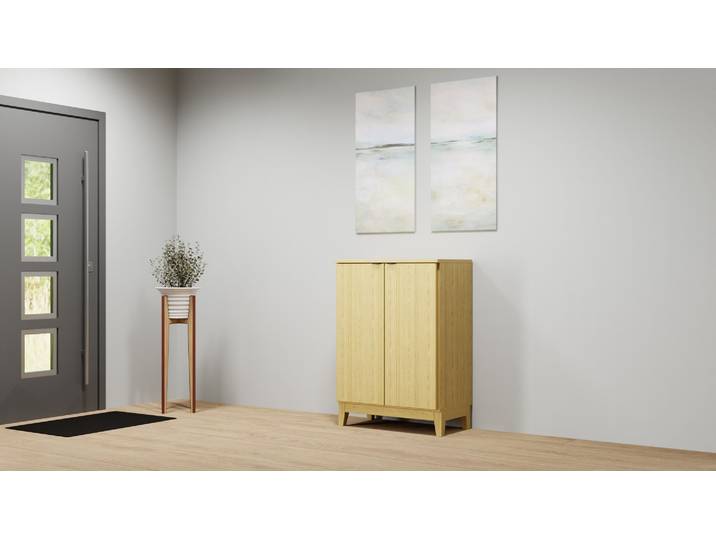 Kompaktes Highboard mit Türen Eiche Natur geölt