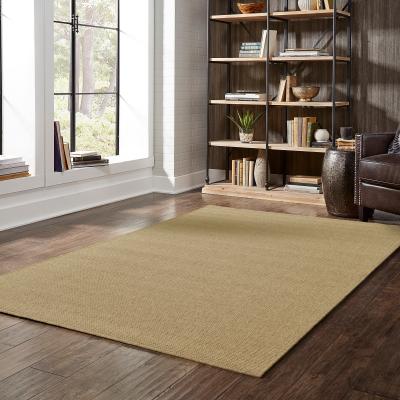 Style Haven Veranda Solid Tan Indoor-Outdoor Area Rug