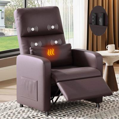 Garvee Power Recliner Chair with Massage and Heat, Adjustable PU Leather Sofa with Memory Remote, USB Port