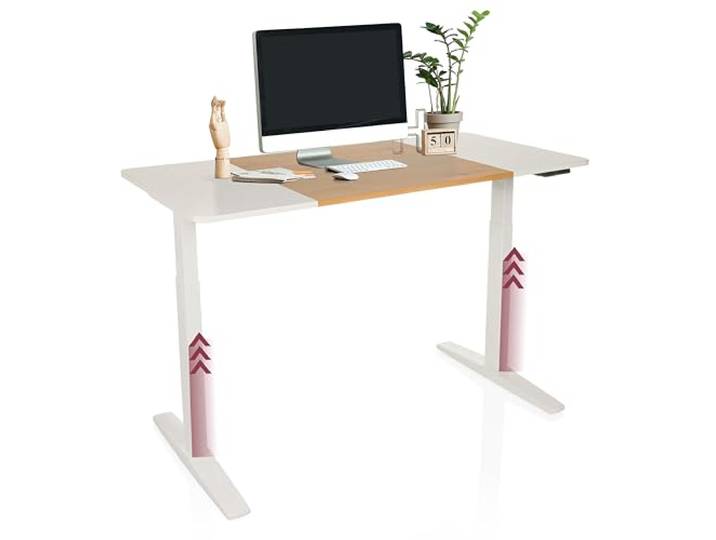hjh OFFICE Schreibtisch höhenverstellbar, elektrisch 140x70 cm Stand T3 Schreibtisch mit Memory-Funktion, inkl. ergonomischen Modus, Weiß/Eiche