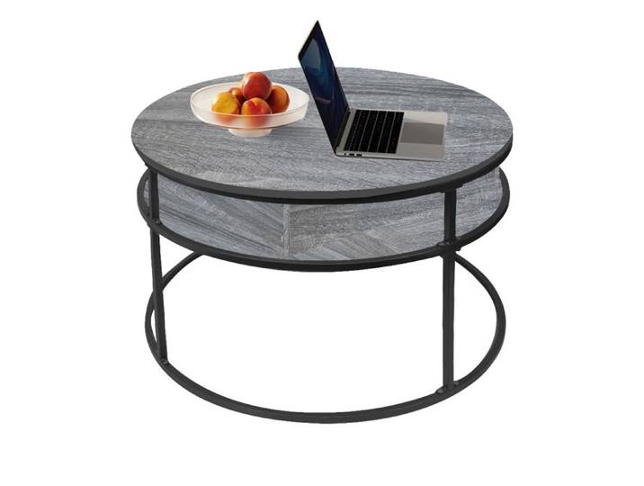 KEDIA Table Basse Relevable Style Moderne 60*60*47cm Petite Multifonction Canapé Gigognes étagère gris foncé et noire