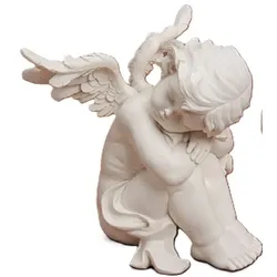 Dekofigur Engel sitzend Kunstharz creme H.24 cm Stückpreis
