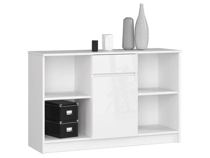 Akord Kommode Weiß, Weißglanz 120x40x77 cm, Weiß, Weiß Hochglanz, Rechteckig,Rechteckig, 120x77x40 cm, Kleinmöbel, Kommoden, Kommoden