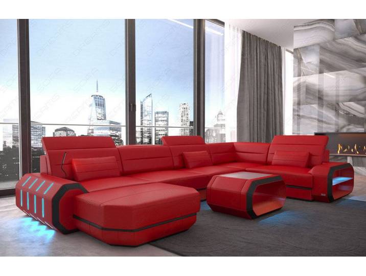 Wohnlandschaft Roma XL U-Form in Leder