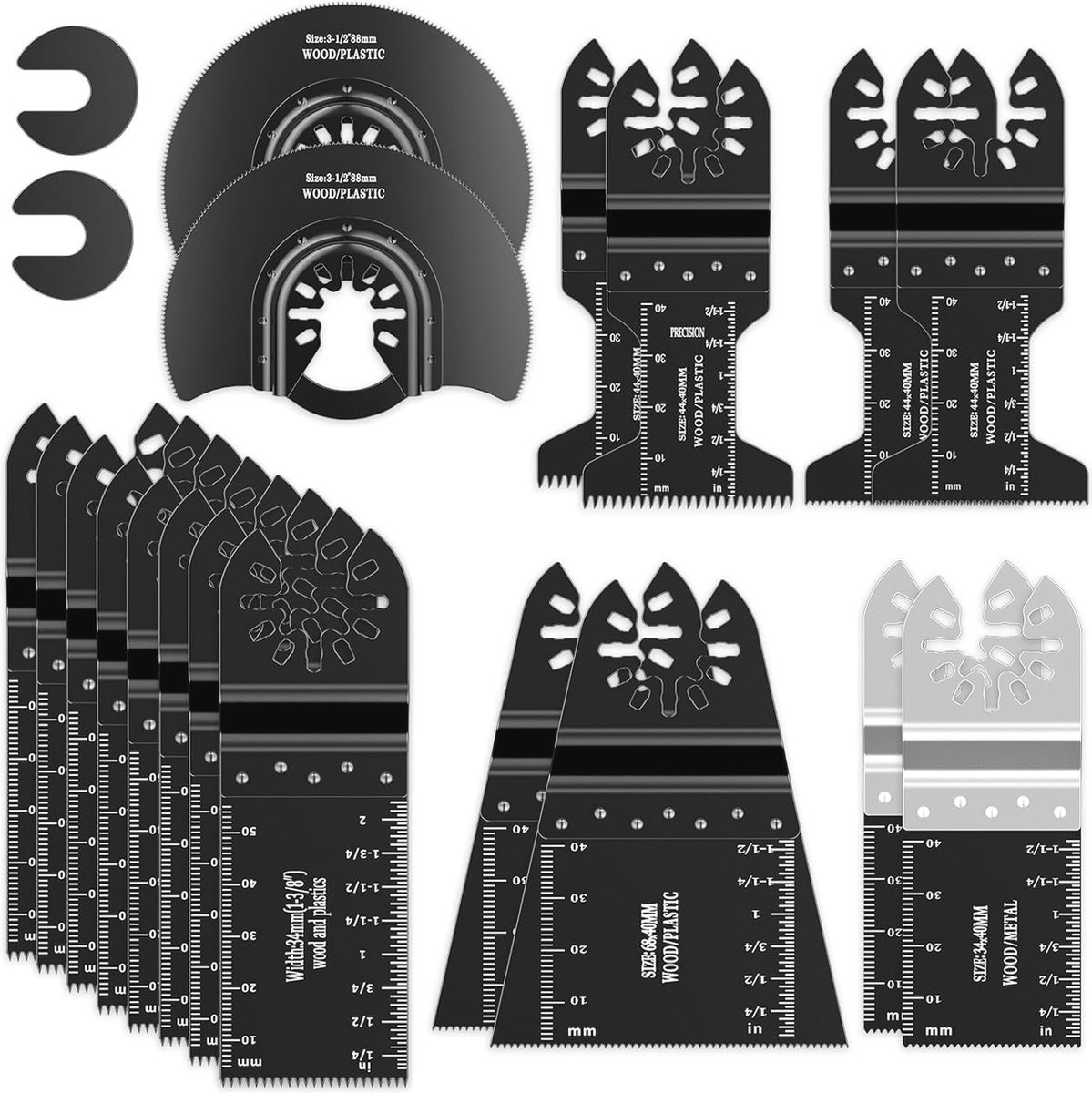 18-delige Multitool Zaagbladen Set voor Hout, Kunststof en Metaal - Zwart