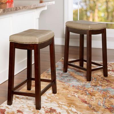 Linon Home Decor Products Edison Counter Stools Set of Two, Set of Two, Beige