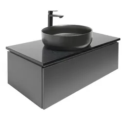 SAT Feel Badezimmerschrank mit Waschbecken 100x30x46 cm Anthrazit SATFEEL100ANTTKB