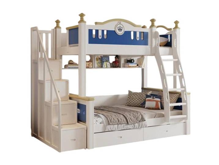 JVmoebel Etagenbett Weißes Hochbett aus Holz mit Rutsche für Kinderzimmer (1-St), Made in Europe
