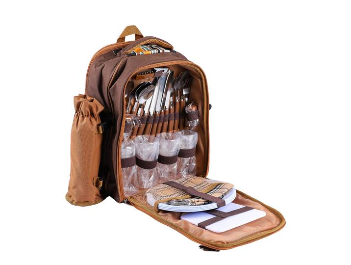 Picknick Rucksack Set für 4 Personen LARS braun