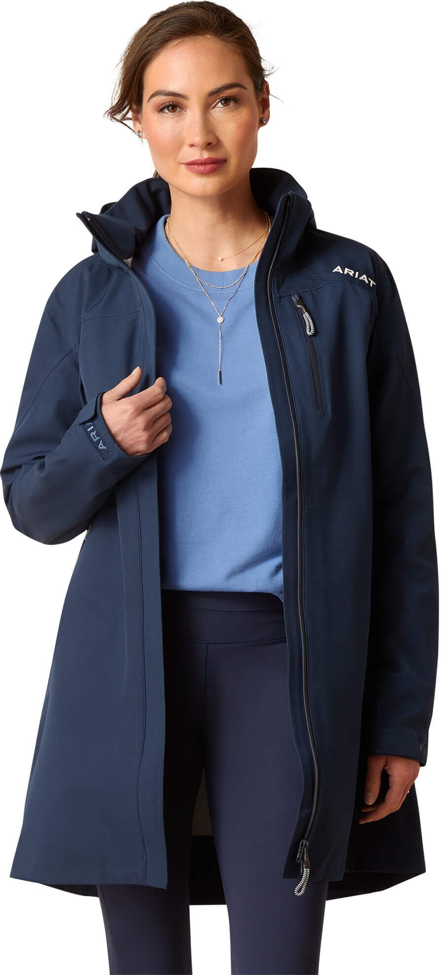 Women's Coastal Long Waterproof Parka Jacket in Navy, Size: 2XL by Ariat