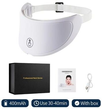 Inspired Living RadianceGlow LED Neck Mask 7 Color Photon Therapy Skin Tightening Device with Box