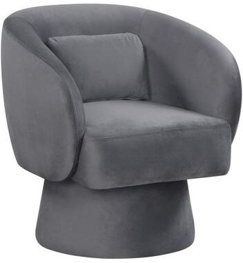 Costway Swivel Accent Chair Upholstered Barrel Chair with Curved Back and Removable Lumbar Pillow-Gray