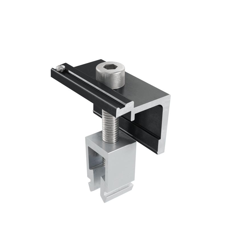 Alumero Abschlussklemme Click mit Pin schwarz, höhenverstellbar 30 - 42 mm 24689