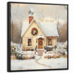 LEINWAND Bilder mit Rahmen - Weihnachten - Zuhause - Winter - Schnee - 50x50