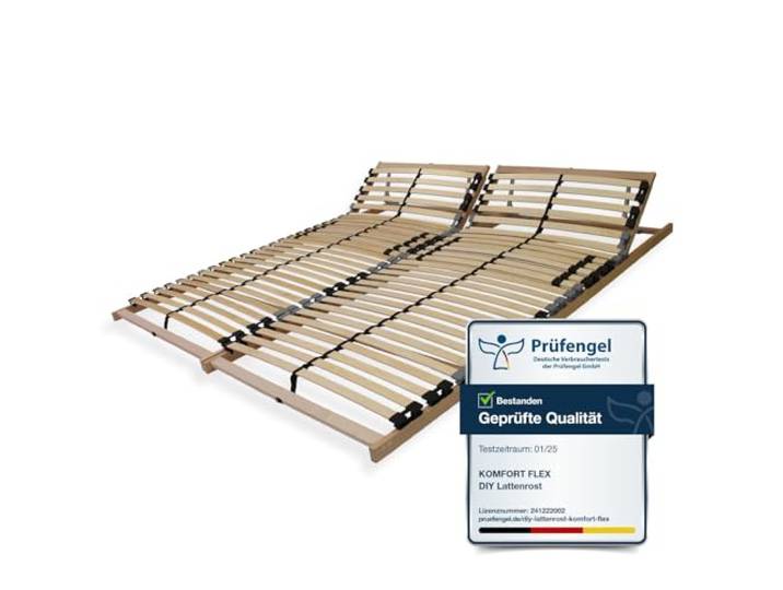 Sleepneo Lattenrost 160x200, Kopfteil verstellbar, Ergonomischer 7-Zonen-Lattenrost, Buchenholz, 28 Latten, Selbstmontage, hohe Traglast bis 150Kg