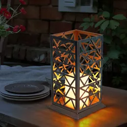 LED Solar Steh Hänge Lampe rost grün Terrassen Leuchte Feuereffekt Außen Garten Laterne