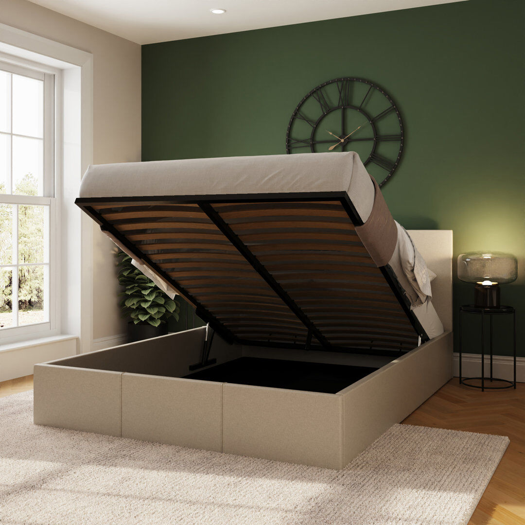 Zipcode Design Beaird Upholstered Ottoman Storage Bed Natural Double (4'6)