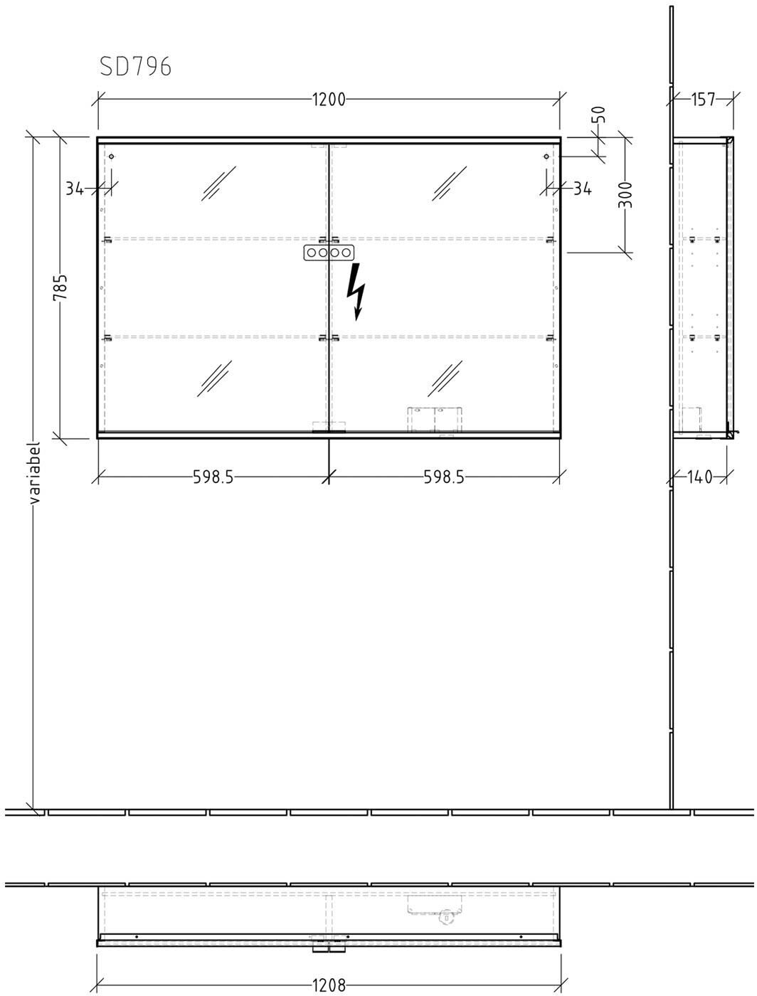 Sanipa Reflection Spiegelschrank MARIE 120 cm mit LED-Beleuchtung, Korpus: Melamin