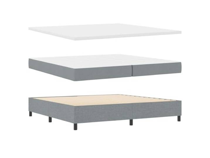Boxspringbett mit Kopfteil hellgrau 200 x 200 cm Stoff Höhenverstellbares Kopfteil, Taschenfedern, Holzstruktur, Verwendung im Hauptzimmer oder Gästezimmer