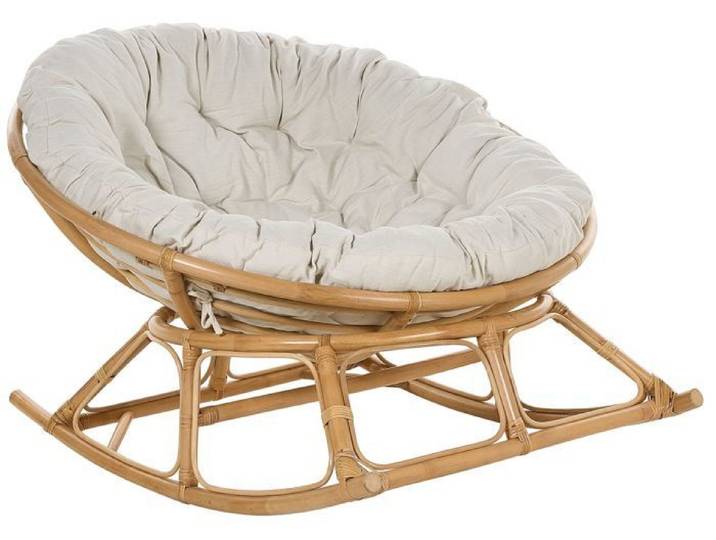 Fauteuil à bascule rond en rotin ton naturel et beige clair ORVIETO