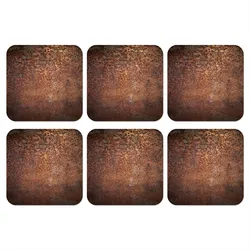 GLASUNTERSETZER 6er-Set Stahl - Rost - Bronze - Struktur Getränkeuntersetzer 10x10 cm