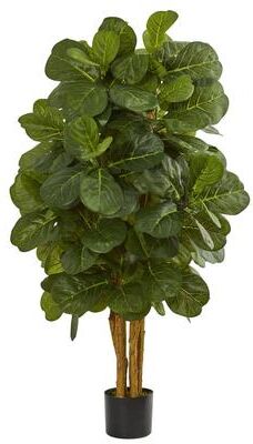 Nearly Natural 4' Fiddle Leaf Fig Artificial Tree - Green