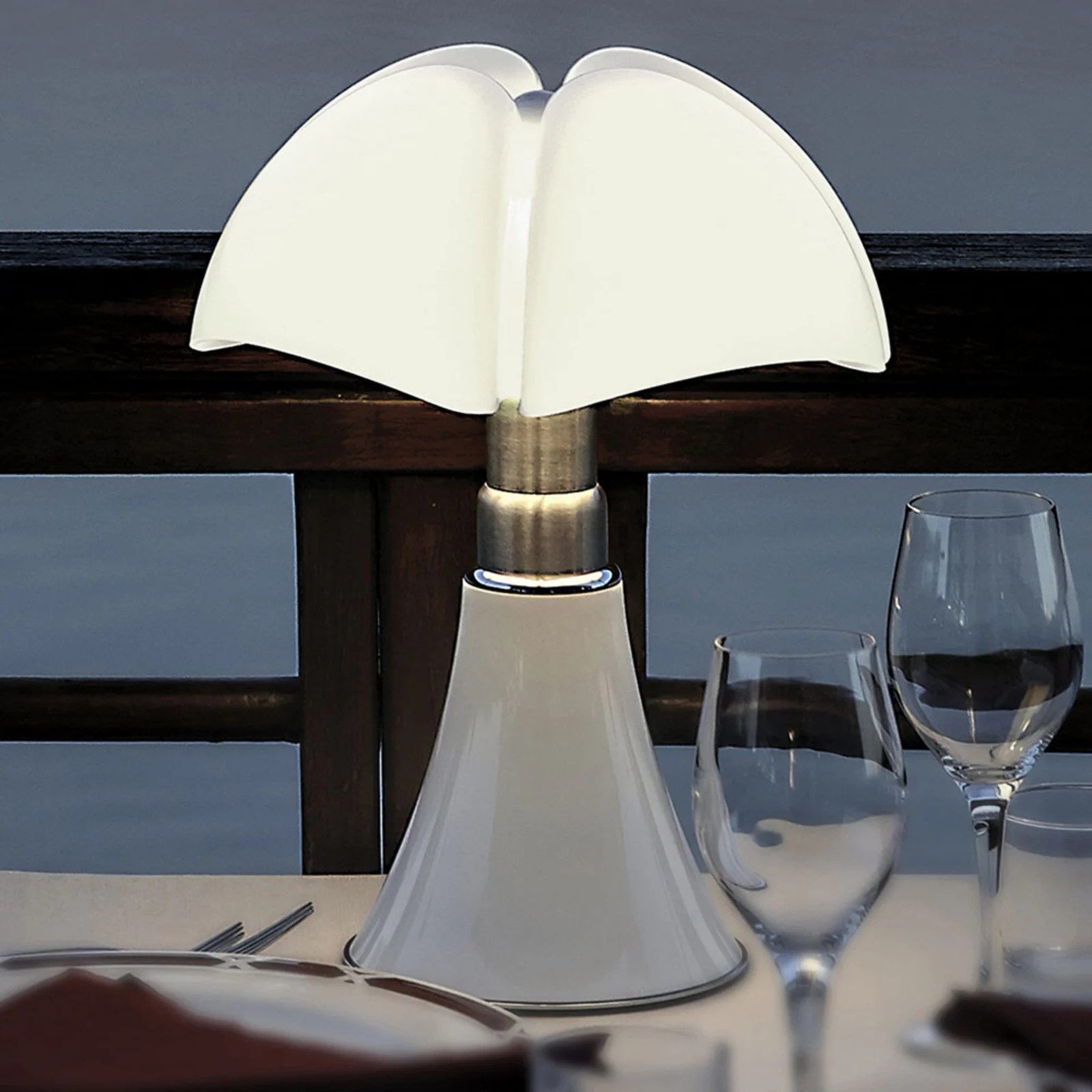 Martinelli Luce Minipipistrello Accu-tijgerlamp, Wit, Metaal, Hoogte: 35 cm