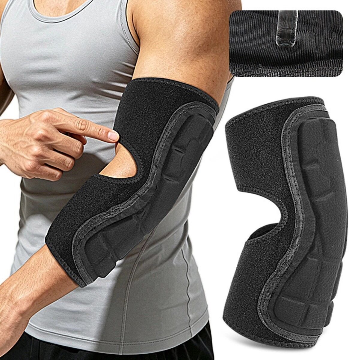 INF Protège-coudes sport (1 paire) - Rembourrage EVA épais, soutien SBR avec sangle compatible avec Velcro pour baseball,