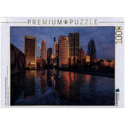 CALVENDO Puzzle Frankfurt - Untermainbrücke Skyline Blick am Morgen | 1000 Teile Lege-Größe 64x48cm Foto-Puzzle für glückliche Stunden