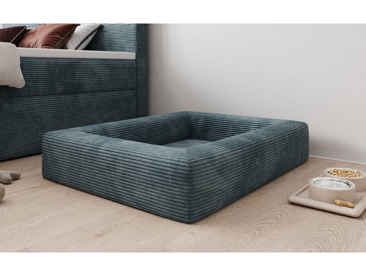 Hundebett Cordino 80 × 100 cm in Cord - 80x100 cm - Vintage Blau - Cord - Luxusbetten24