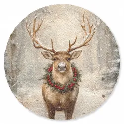 FUSSMATTE Weihnachten - Rentier - Winter - Kranz Flurteppich 120x120 cm