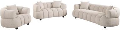 Coaster Whitney Contemporary Channel Tufted Woven Fabric Sofa Set Pebble