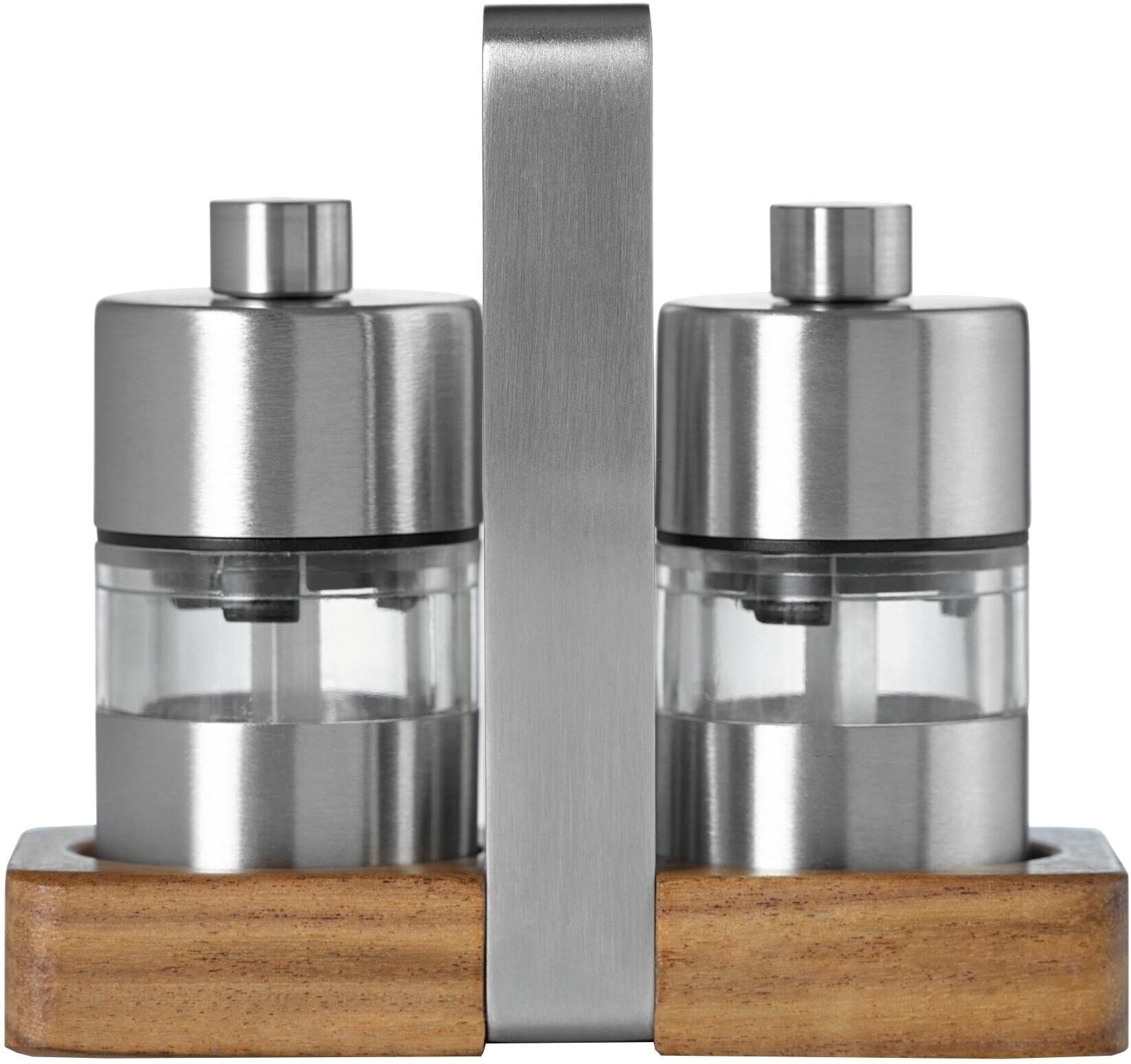 Salz-/Pfeffermühle ADHOC "Menage Minimill 5 cm", braun (braun, silberfarben), H:5cm, Küchenmühlen, Salz-/Pfeffermühle braun, silberfarben Einheitsgröße