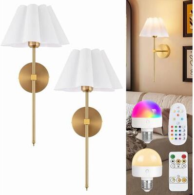 Friendly Fresh Finds Wireless Wall Light Battery Powered RGB Wall Sconce With Remote Detachable Rechargeable Bulb white nature White(3500 5500k)