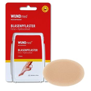 WUNDmed Pflaster Blasenpflaster Ferse, 3 Strips, wasserfest, 6,8 x 4,3cm
