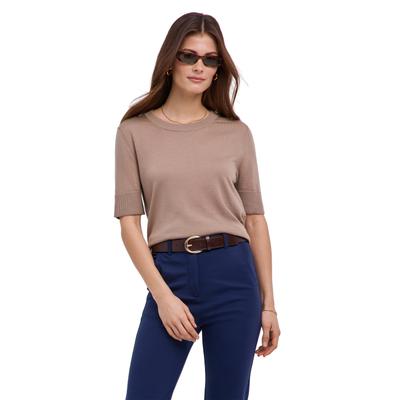 Strickpullover FALKE "Pure Merino Wool", Damen, Gr. M, sesame (4390), Pullover Strickpullover